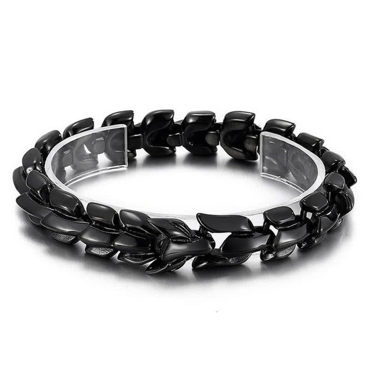 Punkiges, klobiges, schweres kubanisches Drachenschuppenarmband für Herren - Schwarz - 8,66 Zoll / 22 cm - image 5