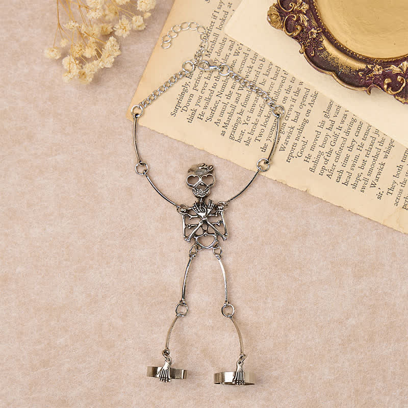 Halloween-Armband mit Skeletthand und Ringen - image 2