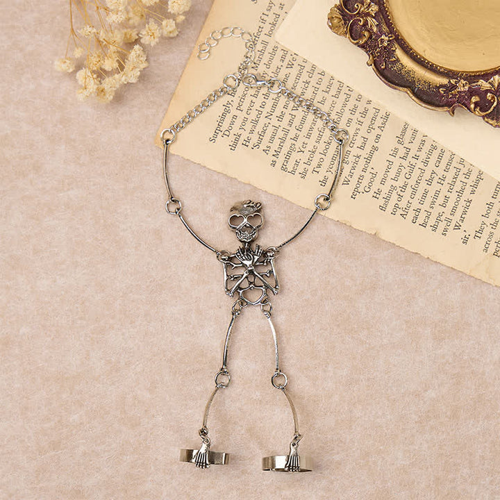 Halloween-Armband mit Skeletthand und Ringen - image 2