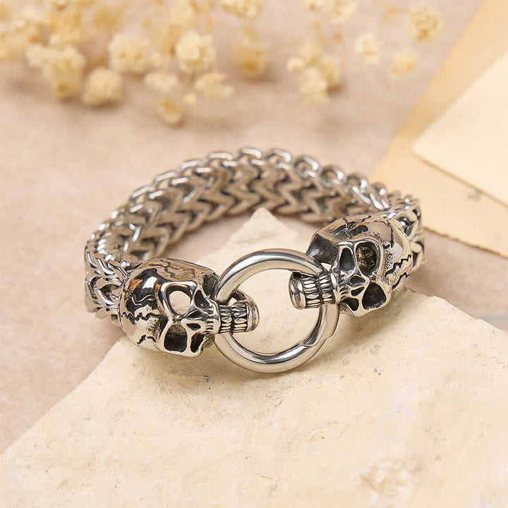 Doppeltes Totenkopf-Armband für Herren mit O-Ring-Karabinerverschluss - image 3