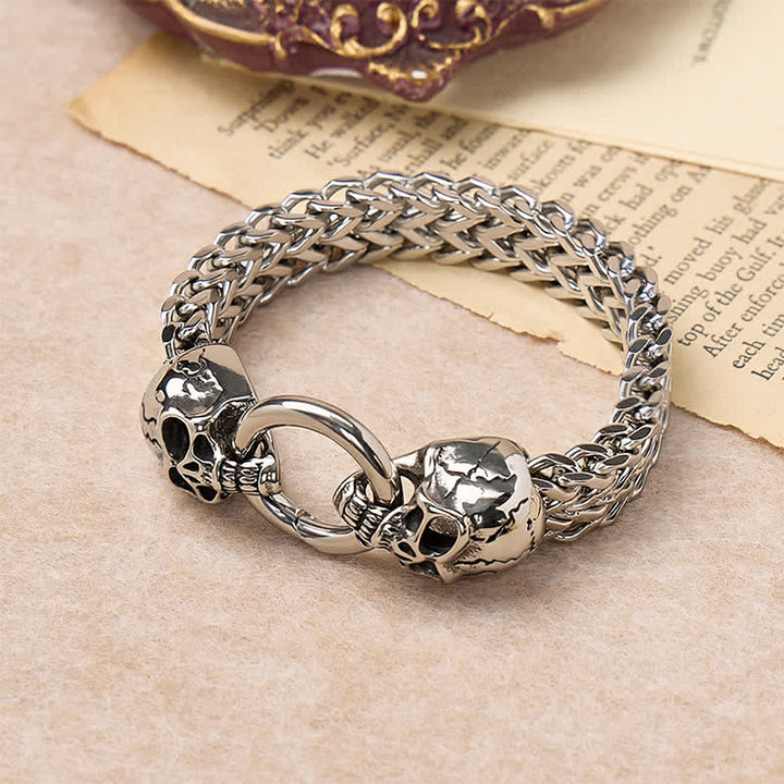 Doppeltes Totenkopf-Armband für Herren mit O-Ring-Karabinerverschluss - image 2