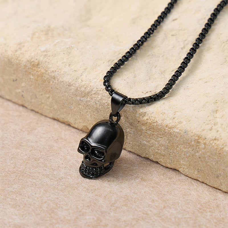 2-teiliges Set aus schwarzer Totenkopf-Halskette und kubanischem Armband für Herren - image 3