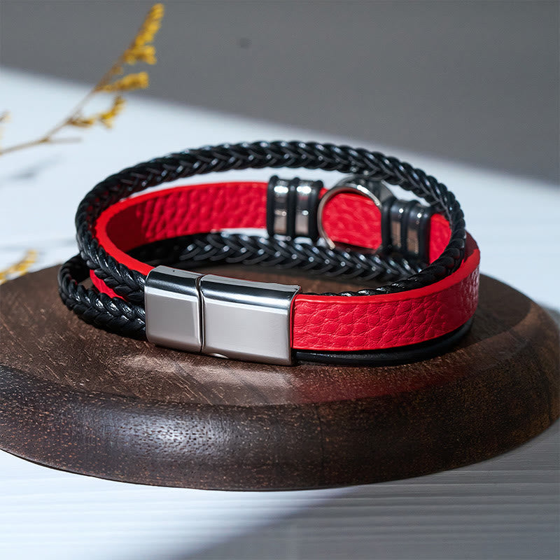 Western-Armband aus schwarzem geflochtenem Leder mit Lebensbaum-Motiv und Magnetverschluss - image 7