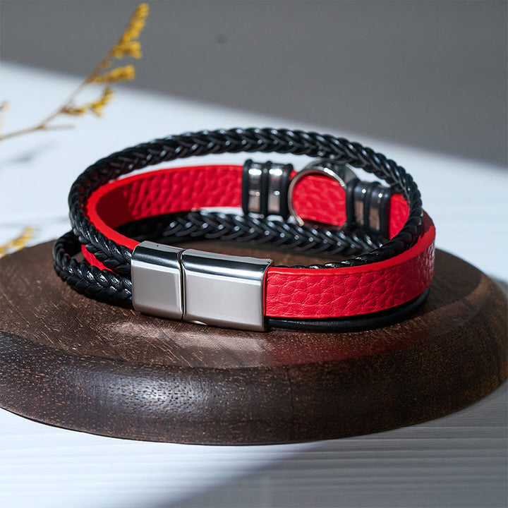 Western-Armband aus schwarzem geflochtenem Leder mit Lebensbaum-Motiv und Magnetverschluss - image 7