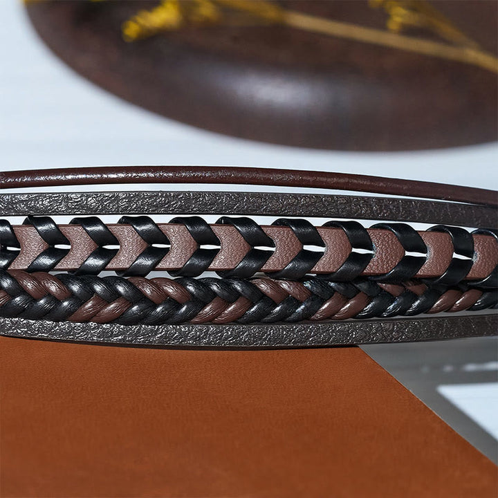 Western Herren-Armband aus geflochtenem Leder mit Magnetverschluss und mehreren Lagen - image 9