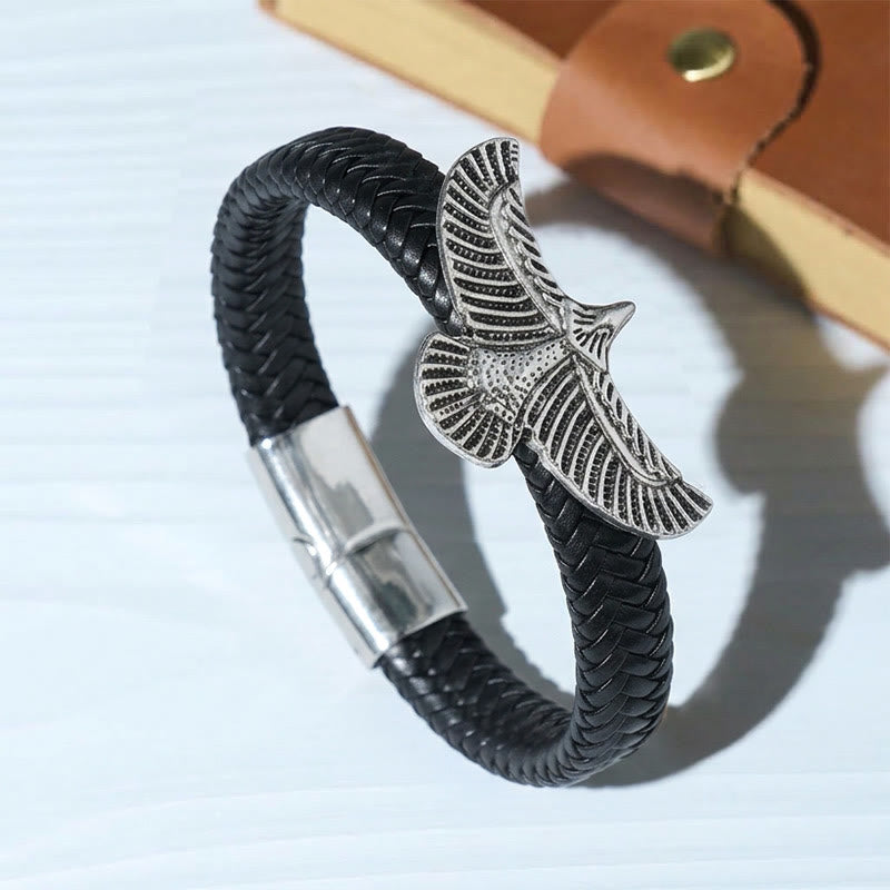 Vintage Western-Armband für Herren aus geflochtenem Leder mit Adler-Motiv - Stil Nr. 3 - 9,06 Zoll / 23 cm - image 3
