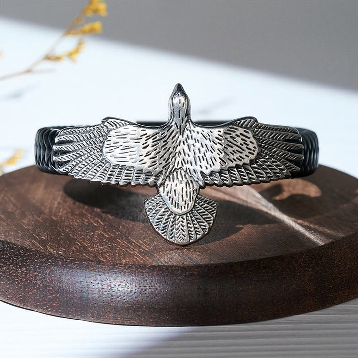 Vintage Western-Armband für Herren aus geflochtenem Leder mit Adler-Motiv - image 7