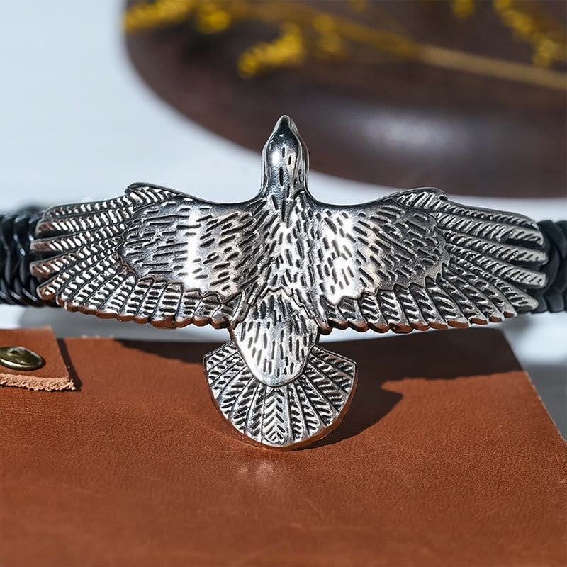 Vintage Western-Armband für Herren aus geflochtenem Leder mit Adler-Motiv - image 10