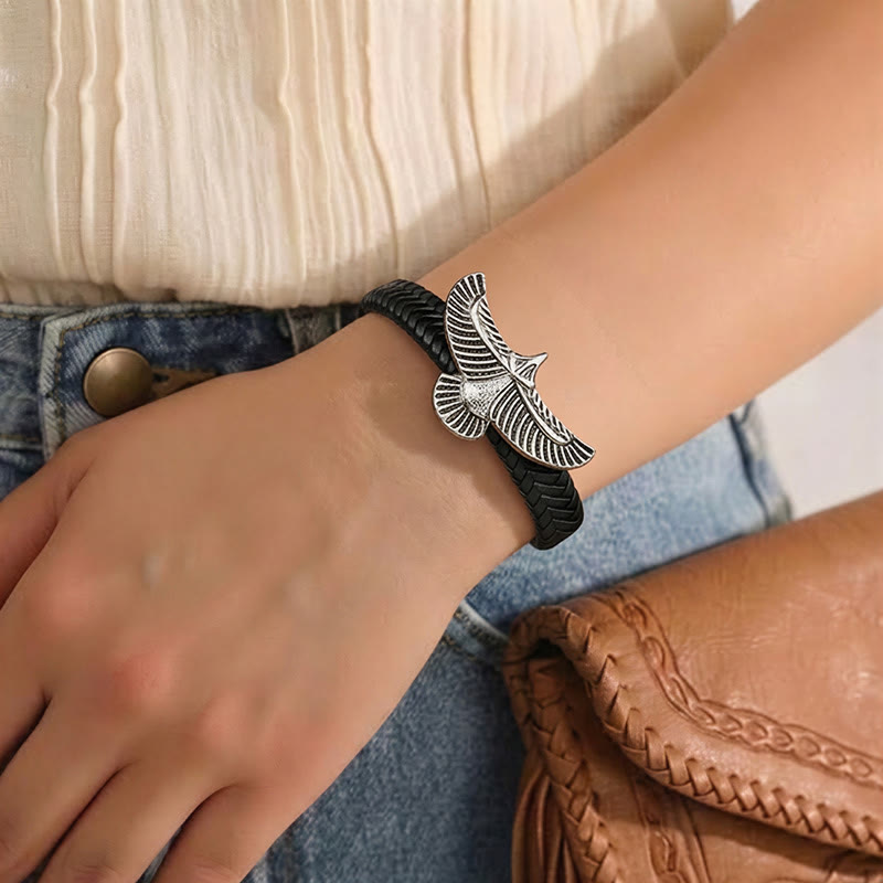 Vintage Western-Armband für Herren aus geflochtenem Leder mit Adler-Motiv - image 6