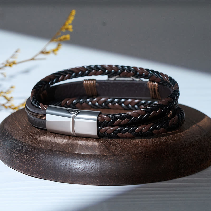Herrenarmband aus schwarzem Leder im Südwest-Stil mit türkisfarbenen Conchos - image 5