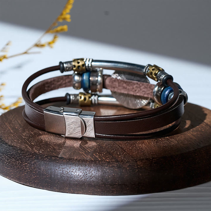 Armband aus Leder und Edelstahl mit mehrlagigem Muster, verziert mit westlichen Blumenmotiven und Edelsteinen - image 14