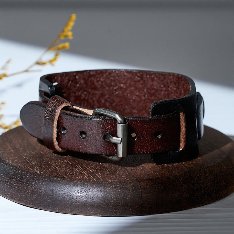 Vintage-Armband aus Leder mit Sternenbesatz und Nadelverschluss - image 6