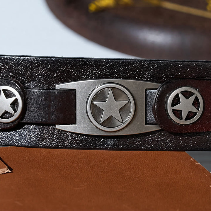 Vintage-Armband aus Leder mit Sternenbesatz und Nadelverschluss - image 7