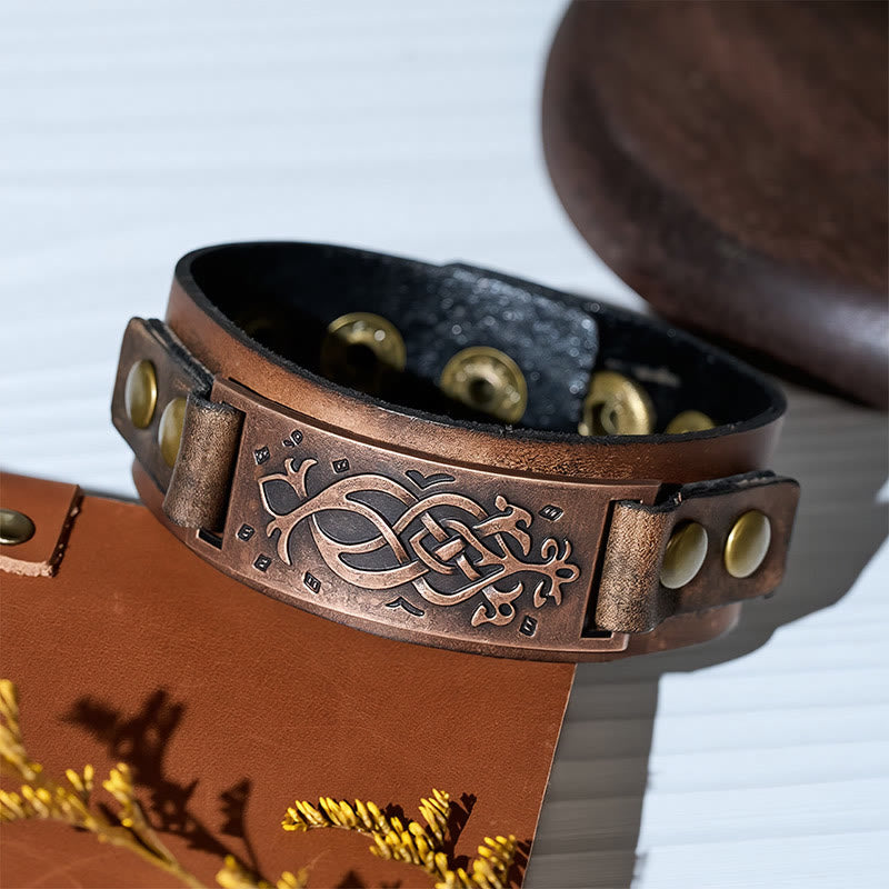 Vintage-Armreif aus Leder mit keltischem Knotenmuster - image 4