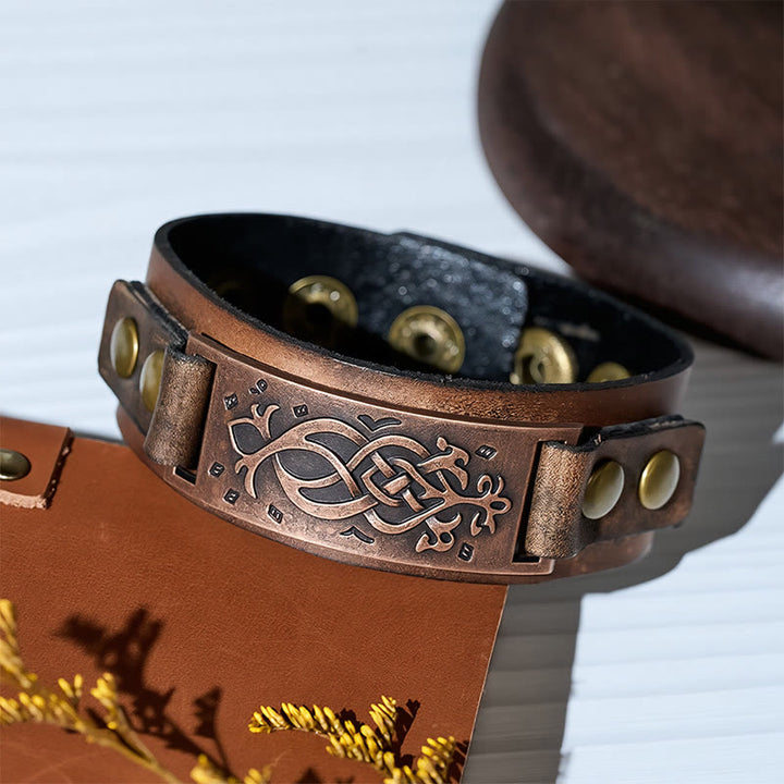 Vintage-Armreif aus Leder mit keltischem Knotenmuster - image 4