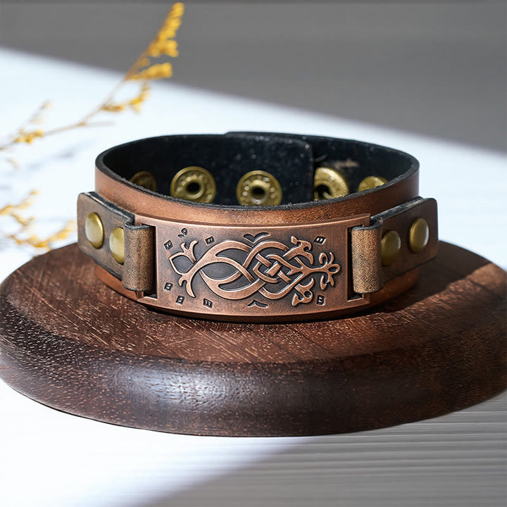 Vintage-Armreif aus Leder mit keltischem Knotenmuster - image 3