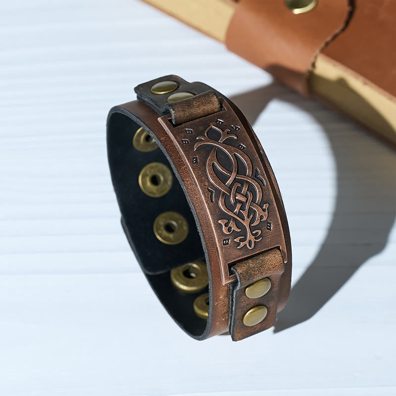 Vintage-Armreif aus Leder mit keltischem Knotenmuster - Stil Nr. 1 - image 0
