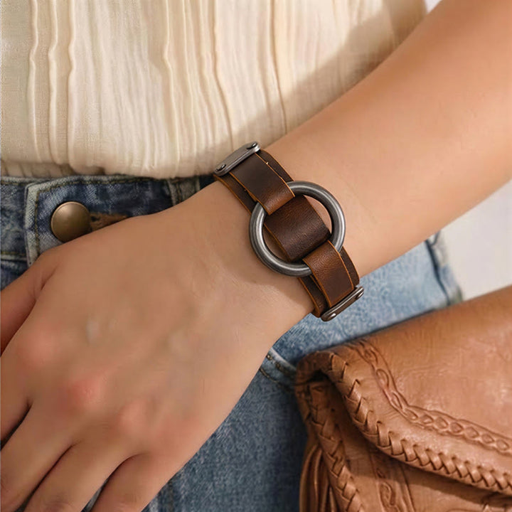 Vintage-Armband aus Leder im minimalistischen Stil für Herren mit O-Ring-Verschluss - image 2