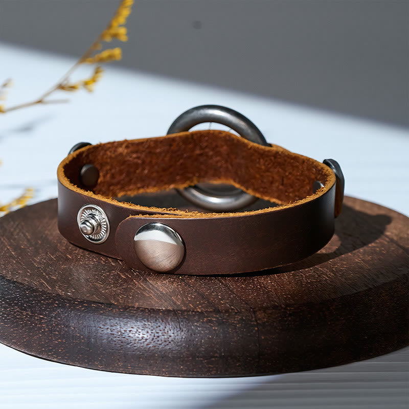 Vintage-Armband aus Leder im minimalistischen Stil für Herren mit O-Ring-Verschluss - image 5