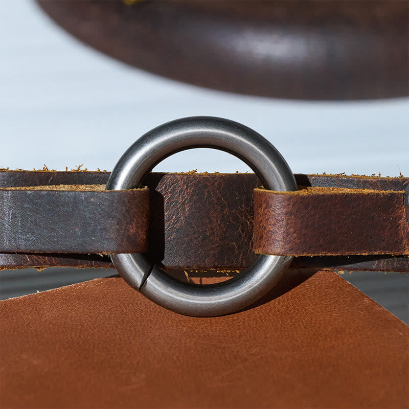 Vintage-Armband aus Leder im minimalistischen Stil für Herren mit O-Ring-Verschluss - image 6