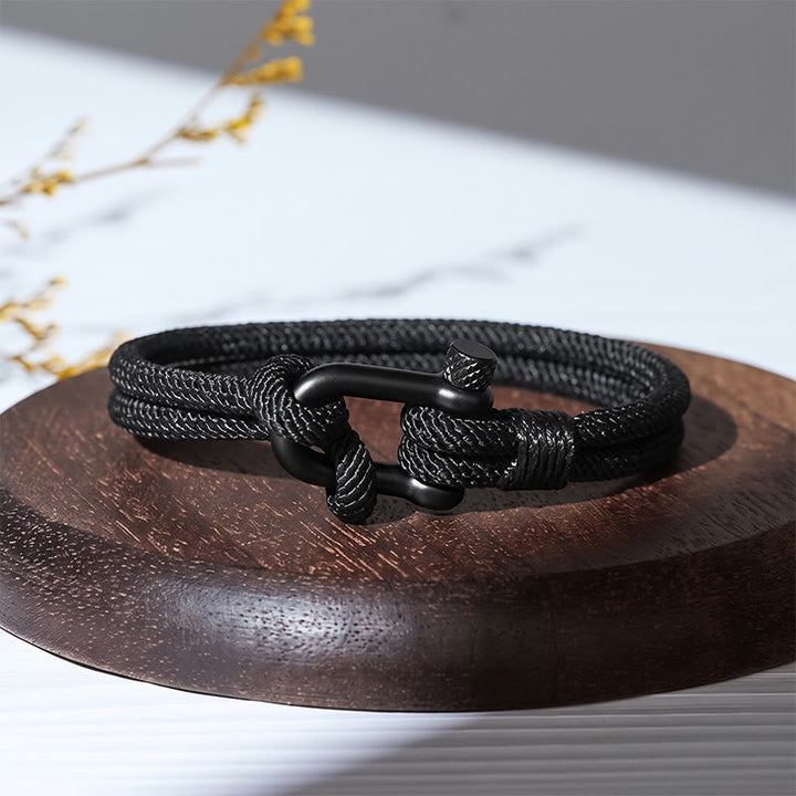 Minimalistisches Armband aus schwarzem Edelstahl mit U-Verschluss im Mailänder Stil - Schwarz - image 3