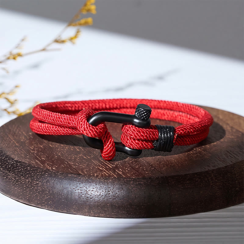 Minimalistisches Armband aus schwarzem Edelstahl mit U-Verschluss im Mailänder Stil - Rot - image 18