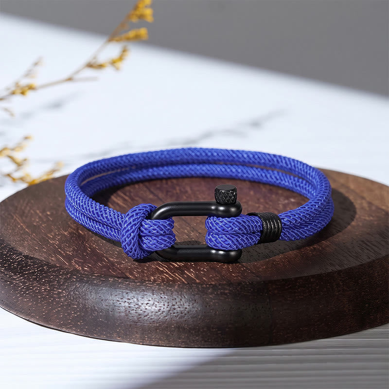 Minimalistisches Armband aus schwarzem Edelstahl mit U-Verschluss im Mailänder Stil - Dunkelblau - image 19