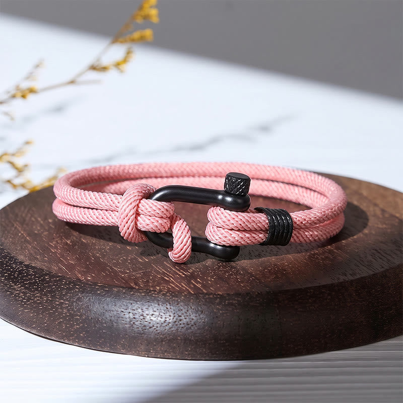Minimalistisches Armband aus schwarzem Edelstahl mit U-Verschluss im Mailänder Stil - Rosa - image 10