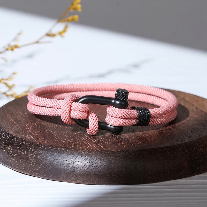 Minimalistisches Armband aus schwarzem Edelstahl mit U-Verschluss im Mailänder Stil - Rosa - image 10