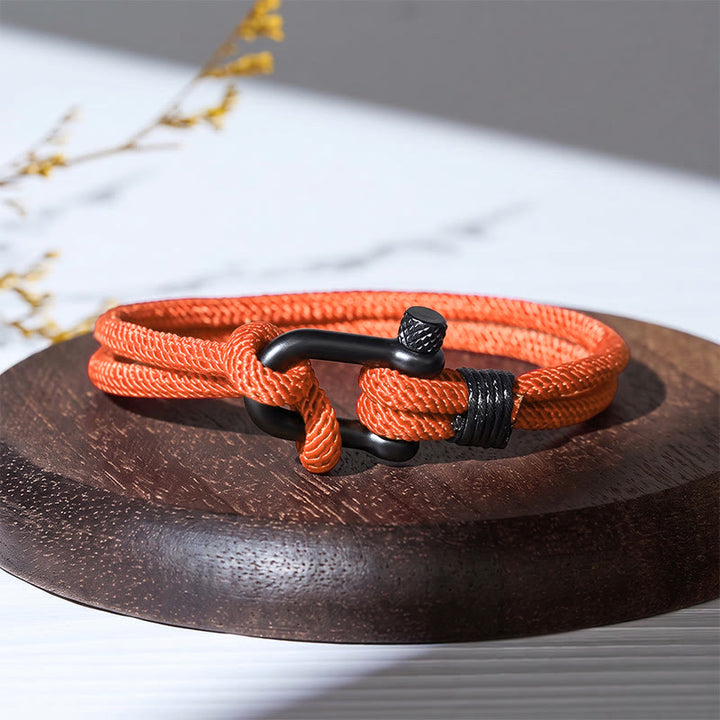 Minimalistisches Armband aus schwarzem Edelstahl mit U-Verschluss im Mailänder Stil - Orange - image 7