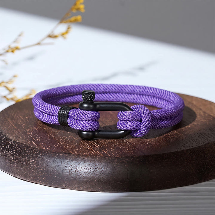 Minimalistisches Armband aus schwarzem Edelstahl mit U-Verschluss im Mailänder Stil - Lila - image 15