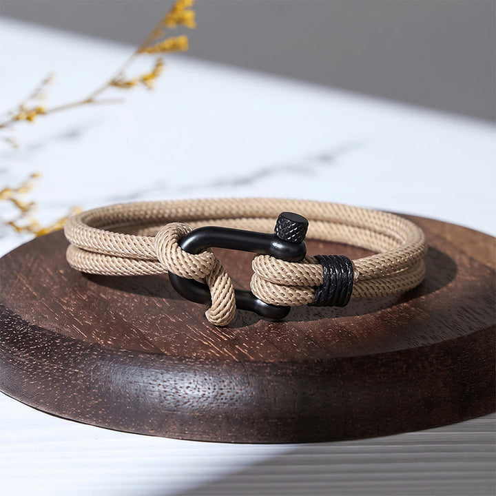 Minimalistisches Armband aus schwarzem Edelstahl mit U-Verschluss im Mailänder Stil - Khaki - image 8