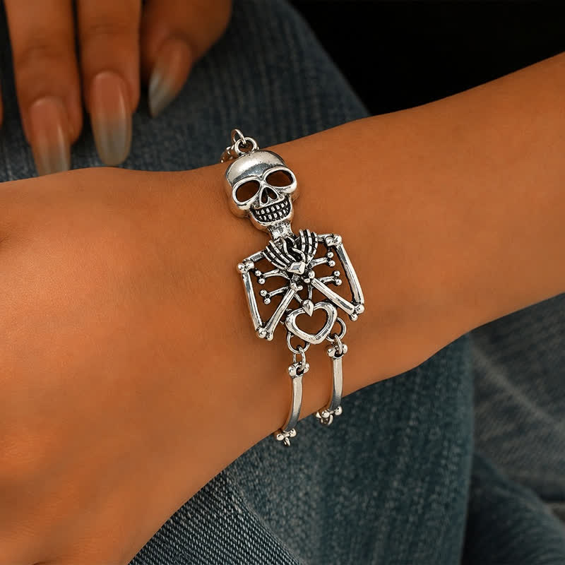 Niedliches Skelett-Herzaugen-Totenkopf-Gothic-Halloween-Armband - image 1