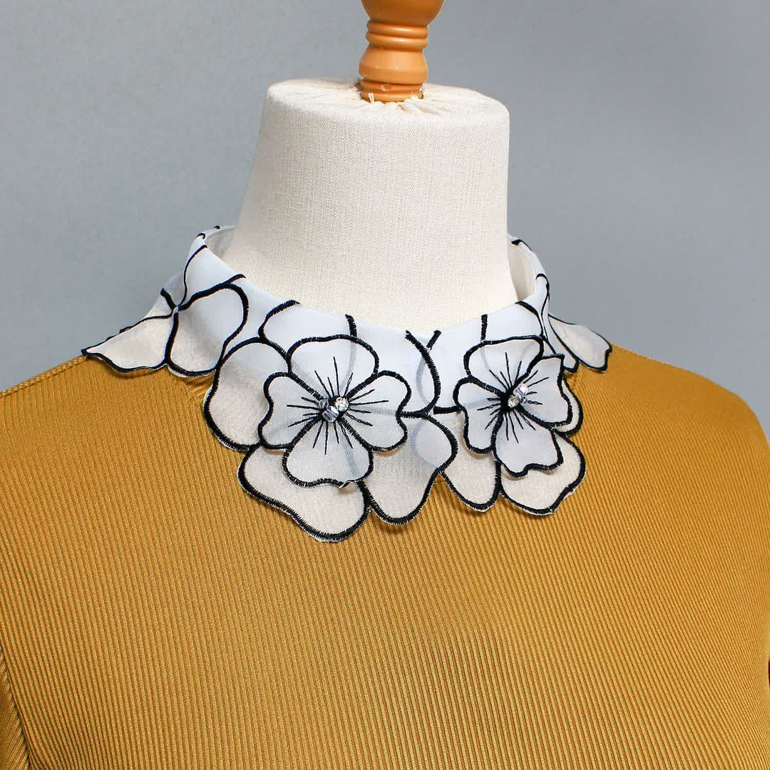 Bloom Organza Blumenstickerei Abnehmbarer Kragen - image 4