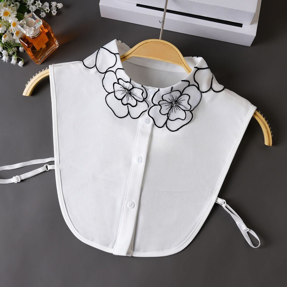 Bloom Organza Blumenstickerei Abnehmbarer Kragen - Weiß - Einheitsgröße - image 1