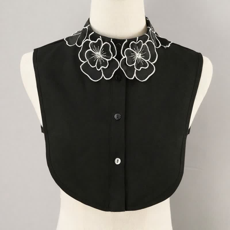 Bloom Organza Blumenstickerei Abnehmbarer Kragen - Schwarz - Einheitsgröße - image 6