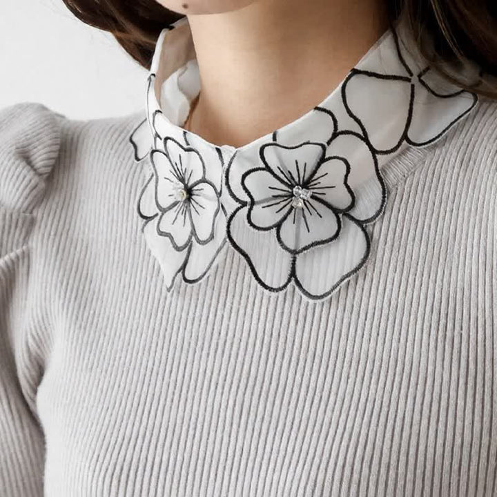 Bloom Organza Blumenstickerei Abnehmbarer Kragen - image 0