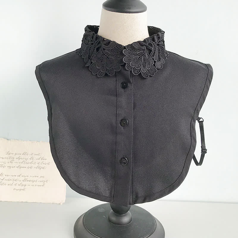 Niedlicher Chiffon-Pullover mit abnehmbarem Zierkragen und süßer Häkelspitze für Damen - Stil Nr. 4 - Schwarz - Einheitsgröße - image 12
