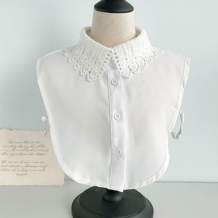 Niedlicher Chiffon-Pullover mit abnehmbarem Zierkragen und süßer Häkelspitze für Damen - Stil Nr. 3 - Weiß - Einheitsgröße - image 9