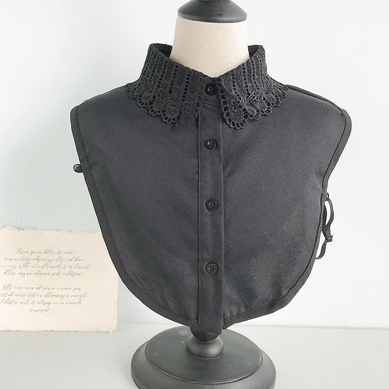 Niedlicher Chiffon-Pullover mit abnehmbarem Zierkragen und süßer Häkelspitze für Damen - Stil Nr. 3 - Schwarz - Einheitsgröße - image 10