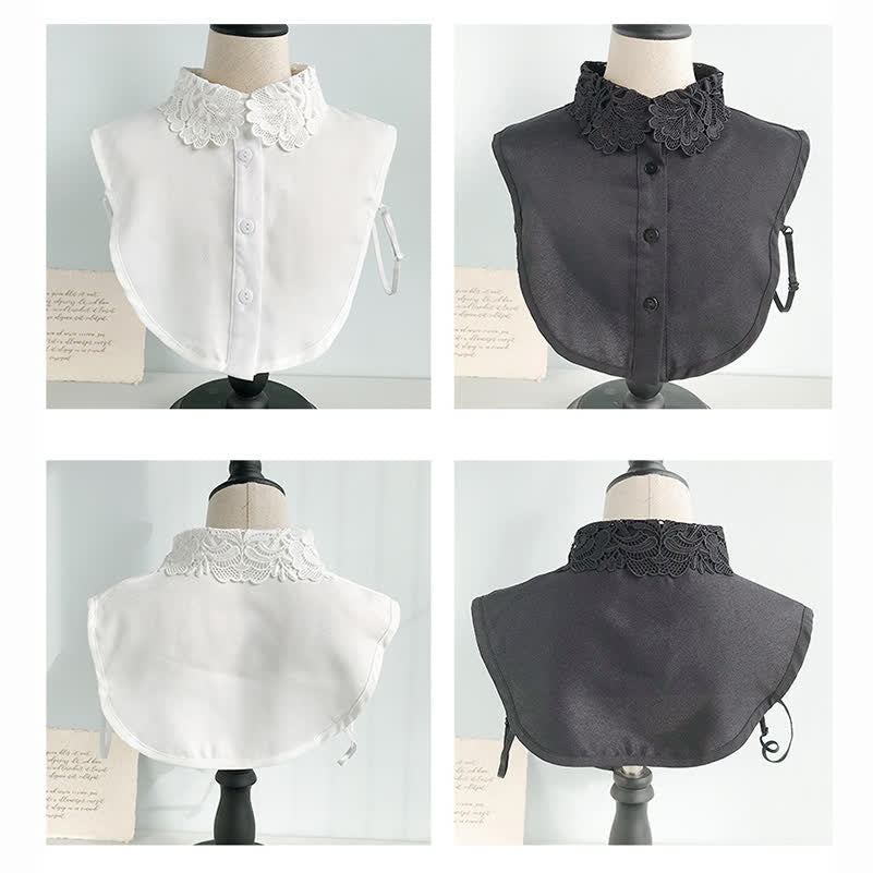 Niedlicher Chiffon-Pullover mit abnehmbarem Zierkragen und süßer Häkelspitze für Damen - image 6