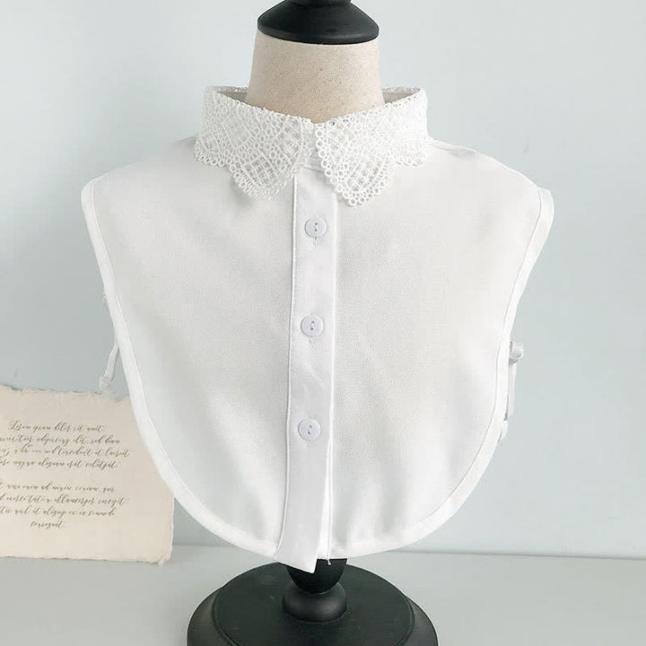 Niedlicher Chiffon-Pullover mit abnehmbarem Zierkragen und süßer Häkelspitze für Damen - Stil Nr. 1 - Weiß - Einheitsgröße - image 1