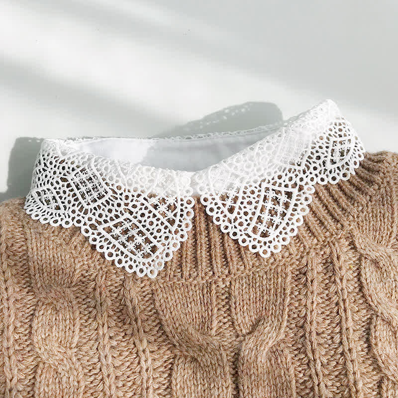 Niedlicher Chiffon-Pullover mit abnehmbarem Zierkragen und süßer Häkelspitze für Damen - image 2