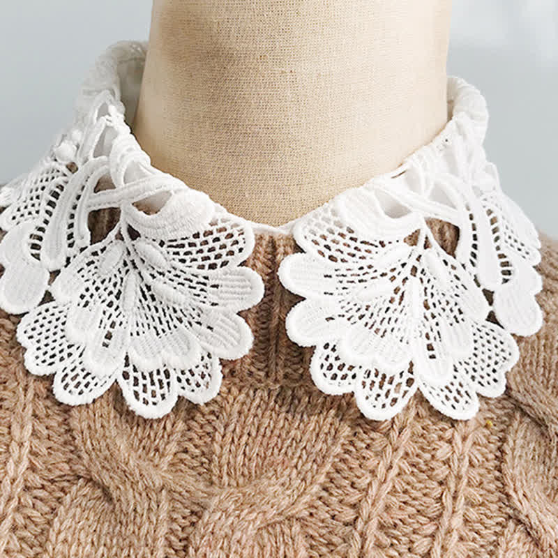 Niedlicher Chiffon-Pullover mit abnehmbarem Zierkragen und süßer Häkelspitze für Damen - image 13
