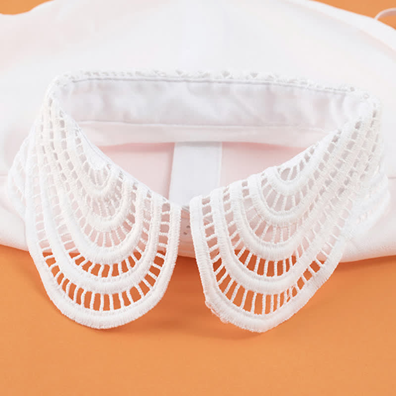 Eleganter, abnehmbarer, runder Zierkragen aus gehäkelter Spitze für Damen - image 3