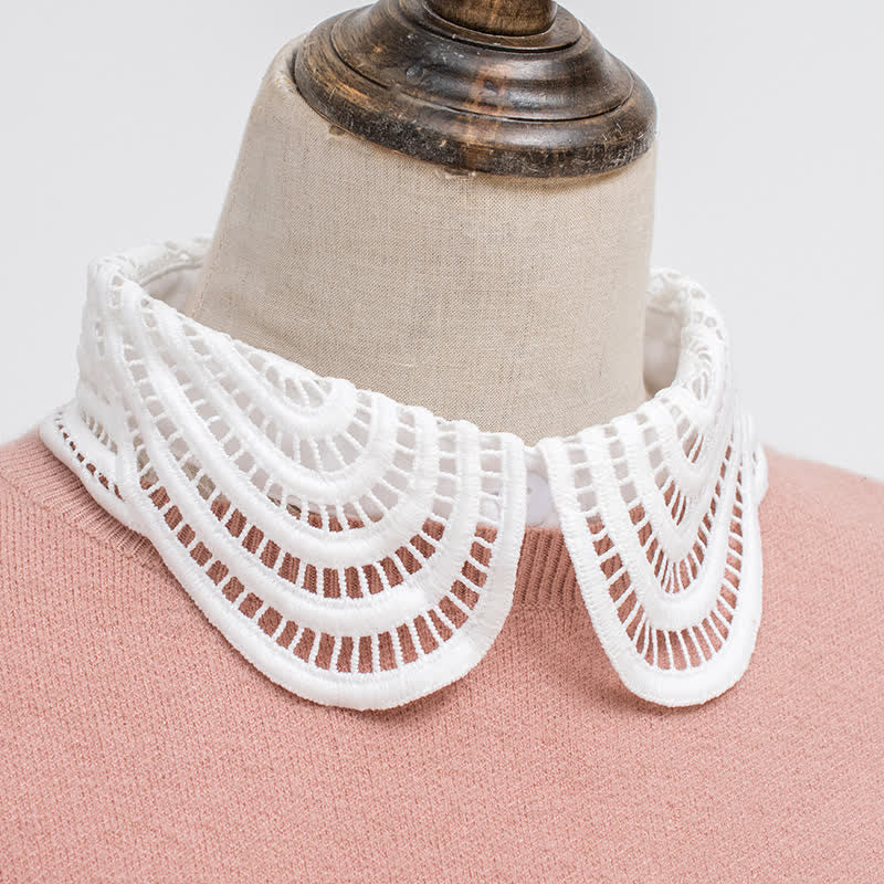 Eleganter, abnehmbarer, runder Zierkragen aus gehäkelter Spitze für Damen - image 2