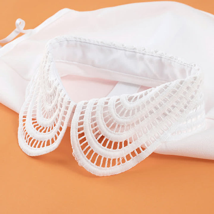 Eleganter, abnehmbarer, runder Zierkragen aus gehäkelter Spitze für Damen - image 4