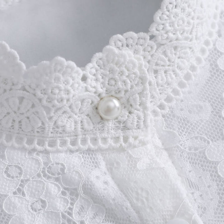 Viktorianisches Damen-Kleid aus vollflächiger floraler Spitze mit abnehmbarem Stehkragen - image 7