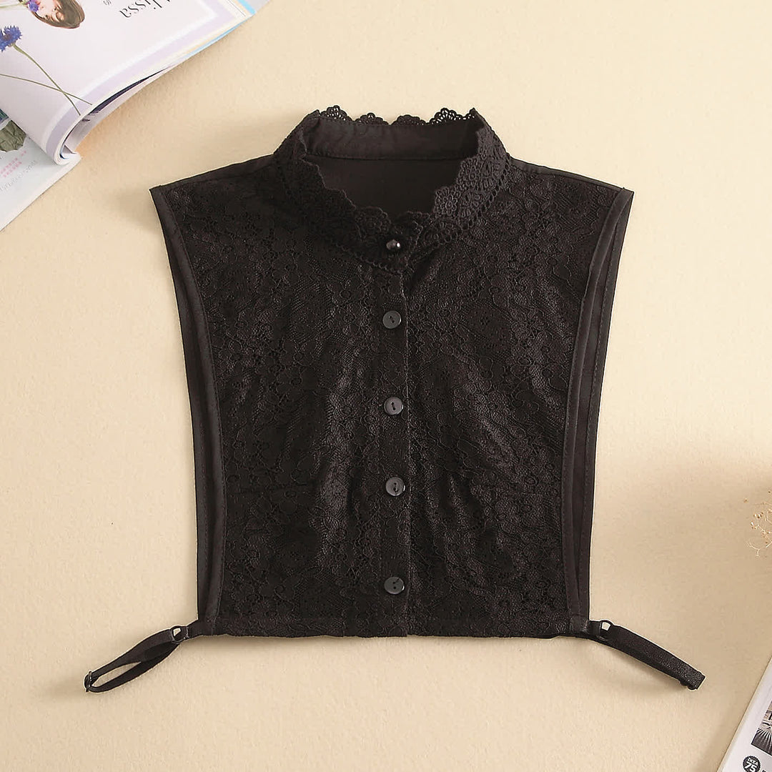 Viktorianisches Damen-Kleid aus vollflächiger floraler Spitze mit abnehmbarem Stehkragen - Schwarz - Einheitsgröße - image 11