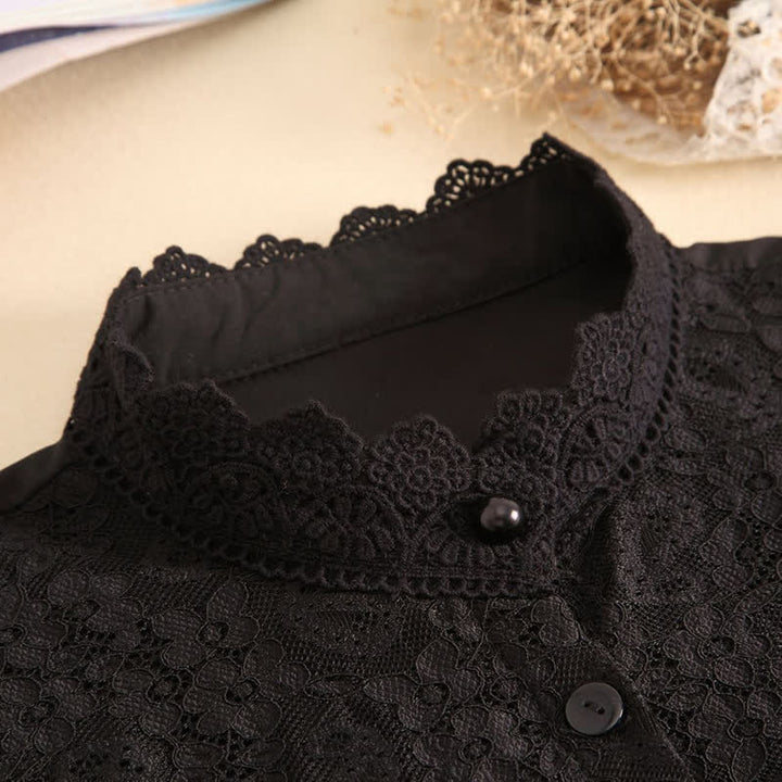 Viktorianisches Damen-Kleid aus vollflächiger floraler Spitze mit abnehmbarem Stehkragen - image 12